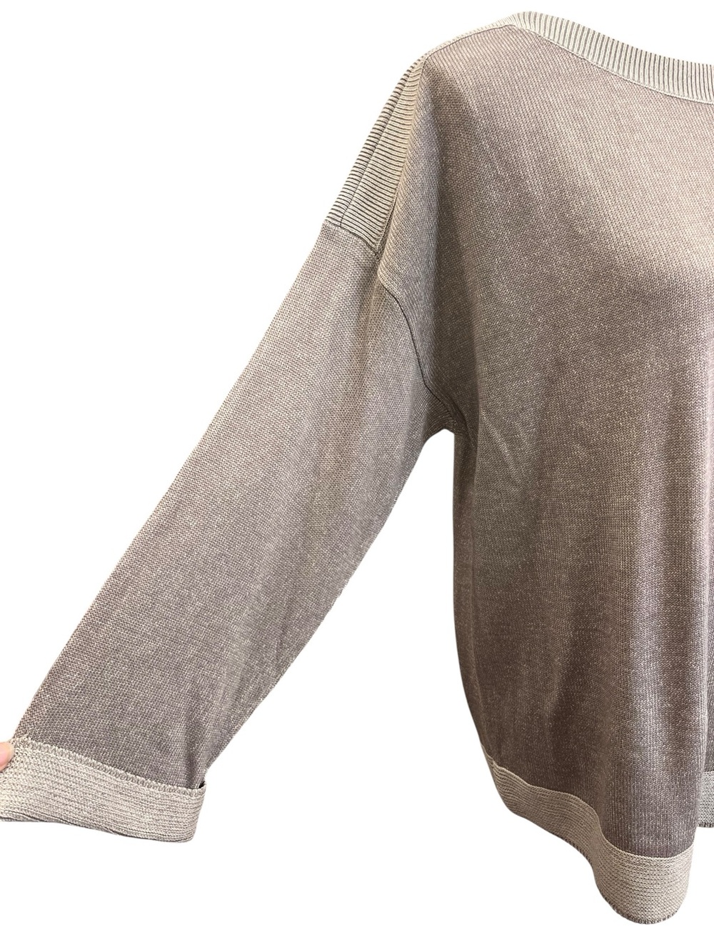 Chico’s Taupe Lightweight Boat Neck Pullover Sweater Size 2 L XL NWT - Picture 3 of 10